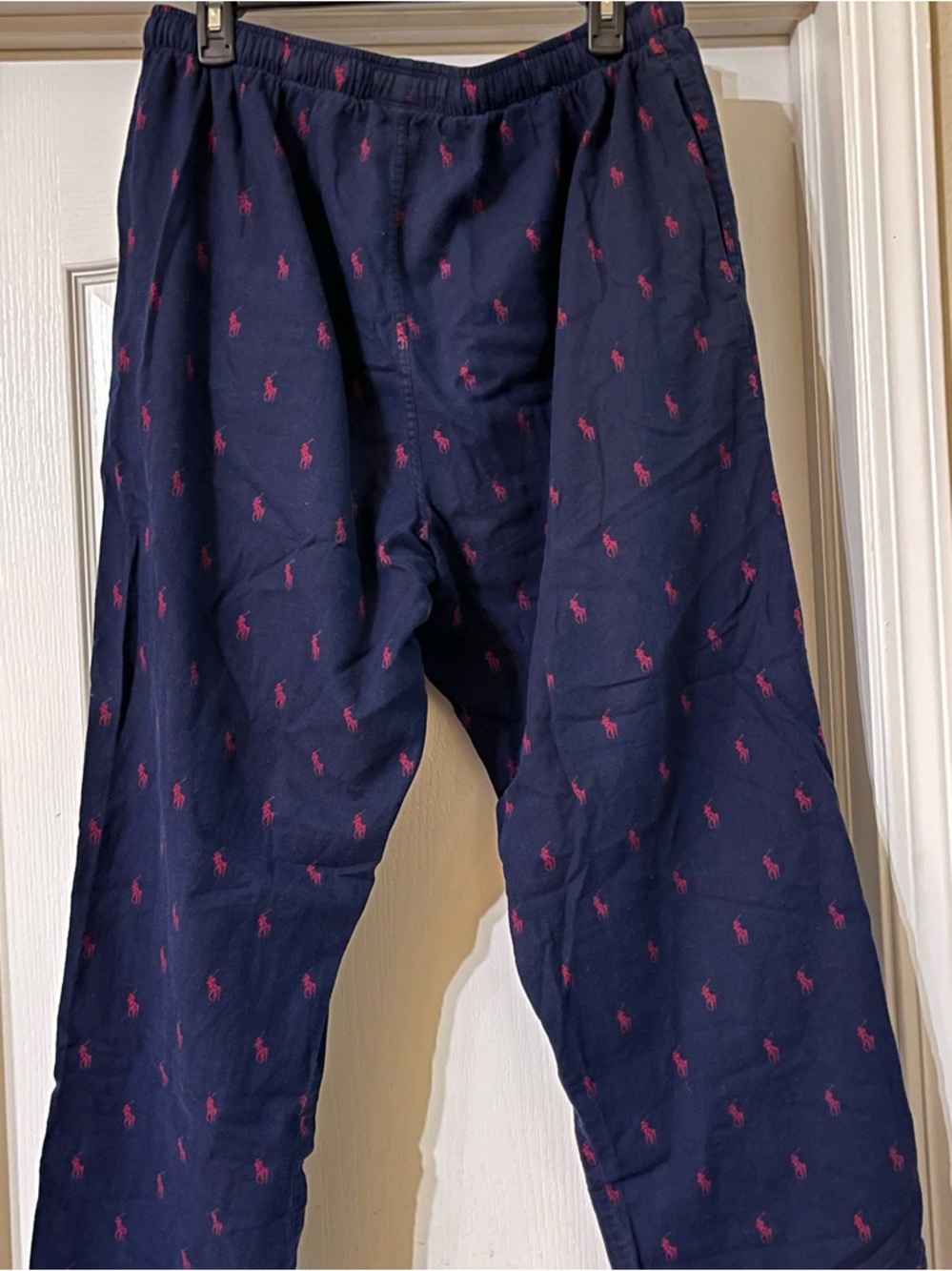 Polo Ralph Lauren Navy / Burgundy Iconic Logo Patten Open Button Fly LoungePants